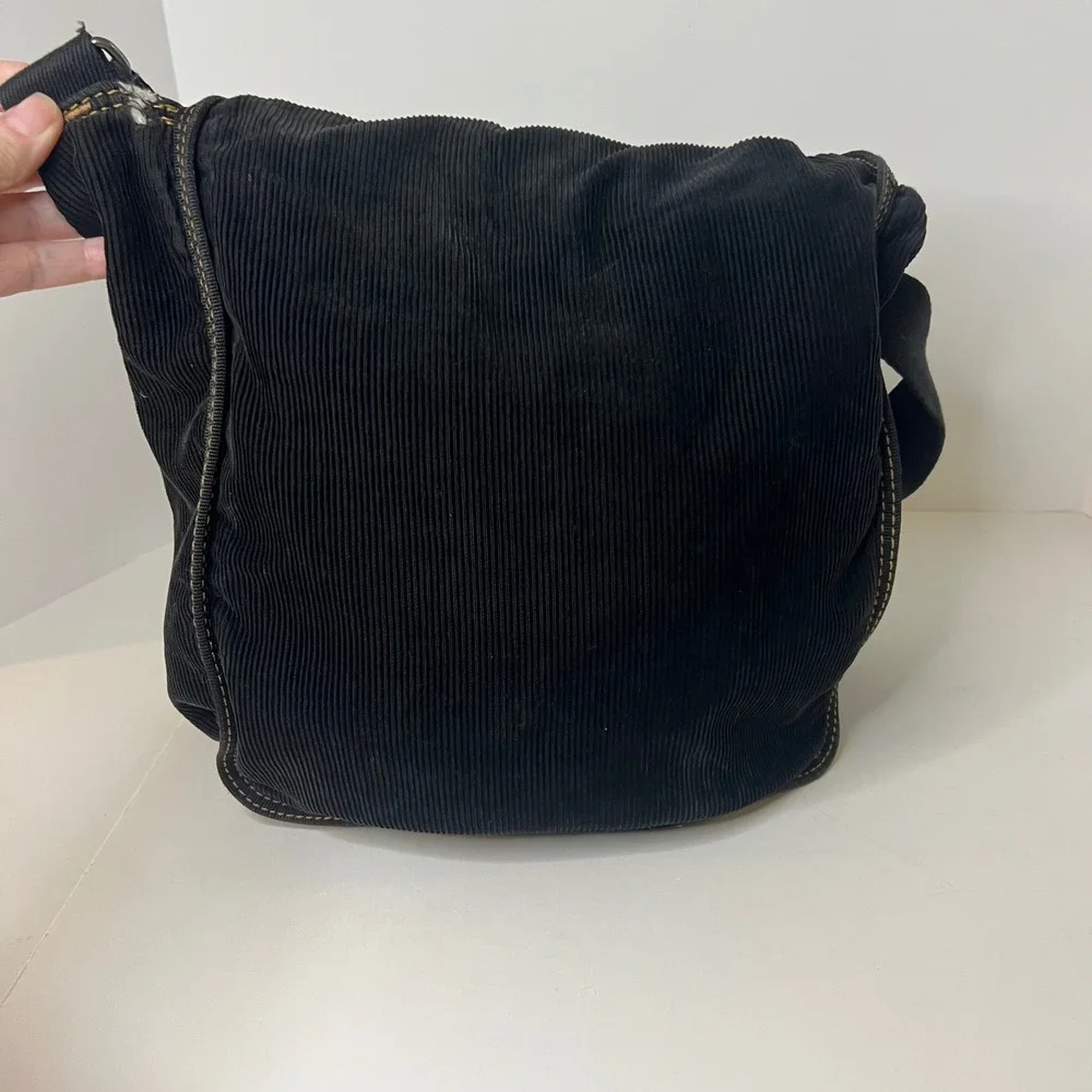 Vintage Diesel Spare Parts Corduroy‎ Crossbody Messenger Bag Black 10 x 14 Flaw